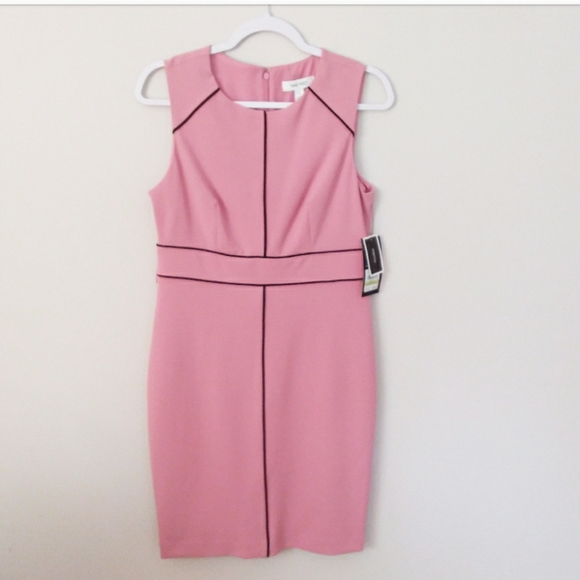 Nine West  Mauve Piped Crepe Sheath Dress (Worn twice) - Picture 3 of 7